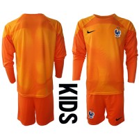 Koszulka piłkarska Francja Bramkarska Strój Domowy dla dzieci MŚ 2022 tanio Długi Rękaw (+ Krótkie spodenki)